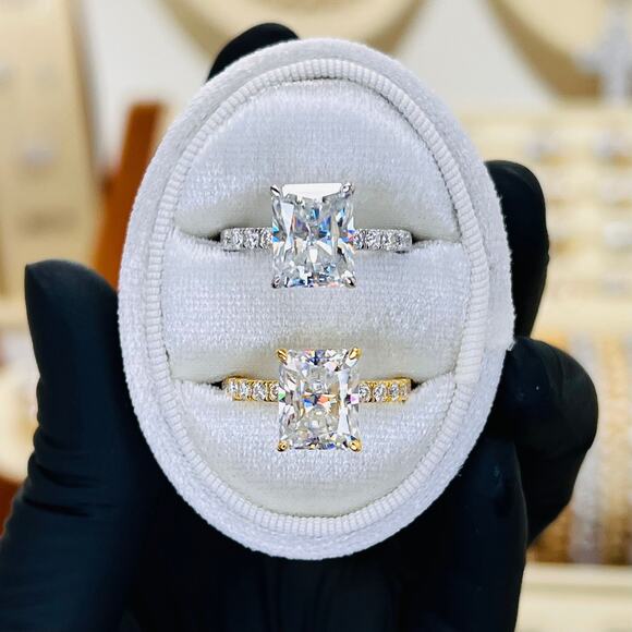 4.46ctw Radiant Cut Moissanite Pavé Engagement Ring